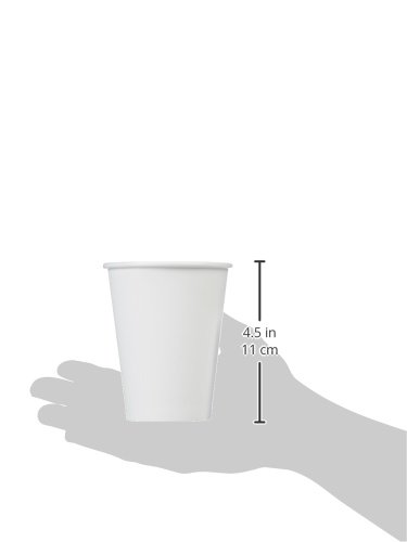 Amazon Basics Disposable Paper  coffee Cups with lids for Hot and Cold Beverages, 12 ounces, White,